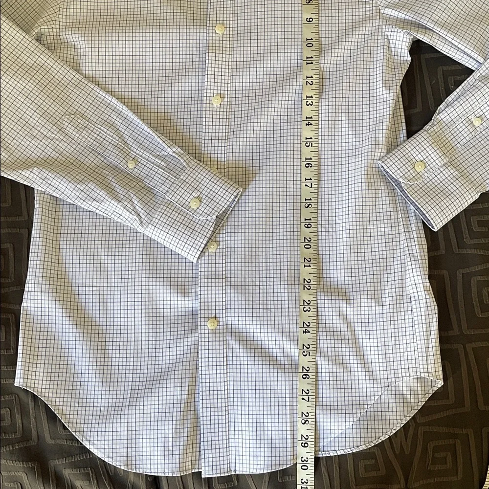 J. Crew Men's WhiteBlue Tat Slim Wrinkle Free Button Down Dress Shirt Size Small